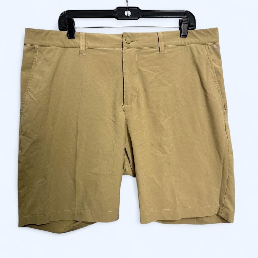 Adidas Men's 38 Khaki Stretch Performance Golf Shorts Flat Front Active Summer